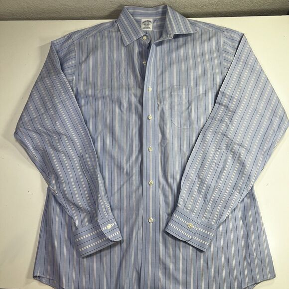 Brooks Brothers Regent Shirt Mens 15/34 Blue Red Stripe Pocket Button Down - Picture 2 of 8
